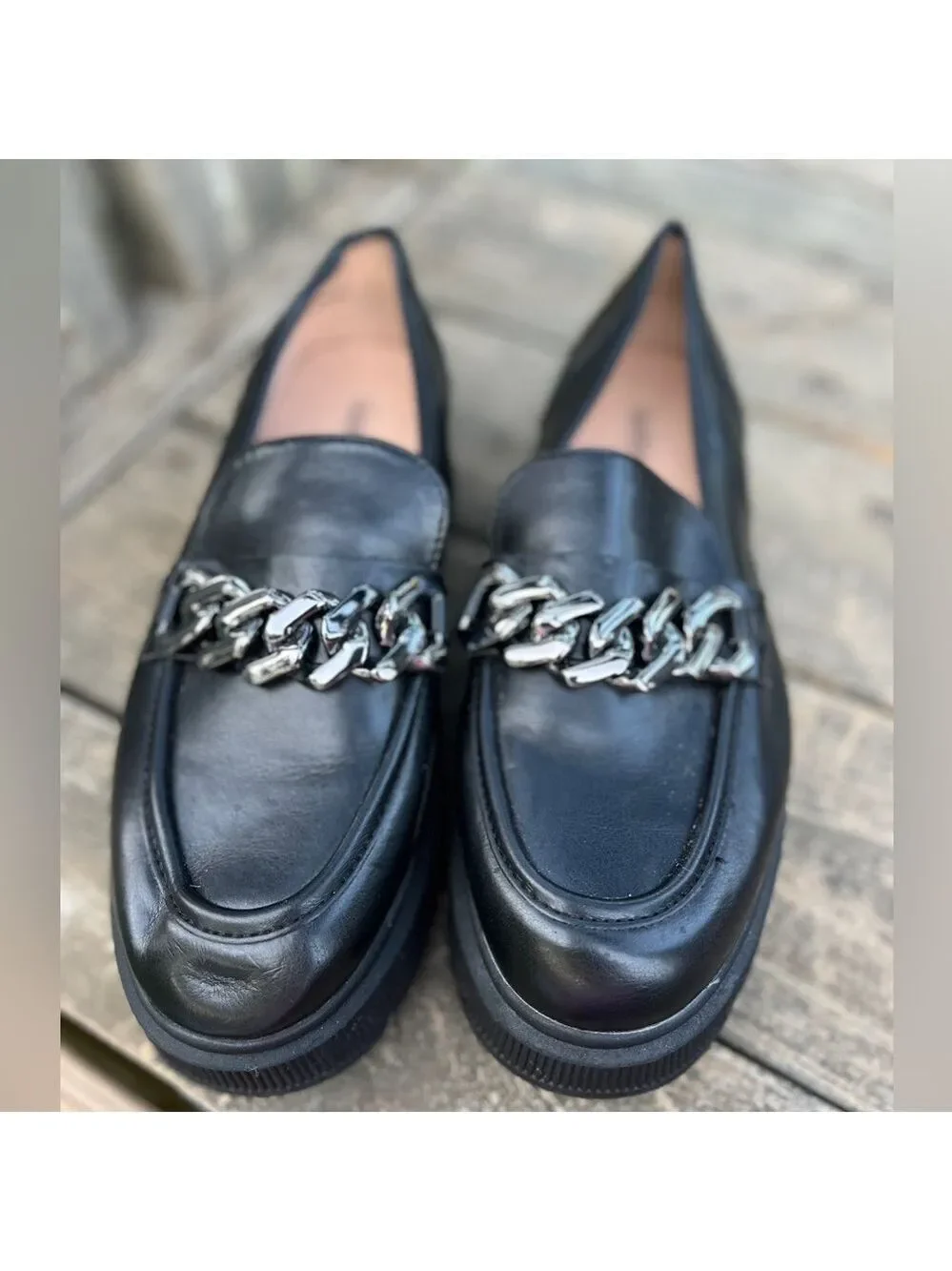 Limelight 90s Y2K Chunky Heel Lug Sole Faux Leather Slip-On Loafers Shoes 10